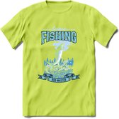 Fishing - Vissen T-Shirt | Grappig Verjaardag Vis Hobby Cadeau Shirt | Dames - Heren - Unisex | Tshirt Hengelsport Kleding Kado - Groen - XXL