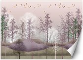 Trend24 - Behang - Vogels Over Het Bos - Vliesbehang - Fotobehang 3D - Behang Woonkamer - 200x140 cm - Incl. behanglijm