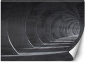 Trend24 - Behang - 3D Gray Tunnel - Behangpapier - Fotobehang 3D - Behang Woonkamer - 250x175 cm - Incl. behanglijm