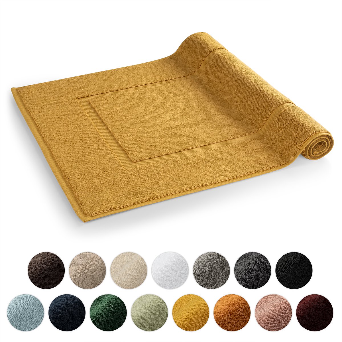 Blumtal 2 Badmatten - Zachte en Absorberende douchemat - 1200gsm - 51 x 79 cm - Spicy Mustard - Geel