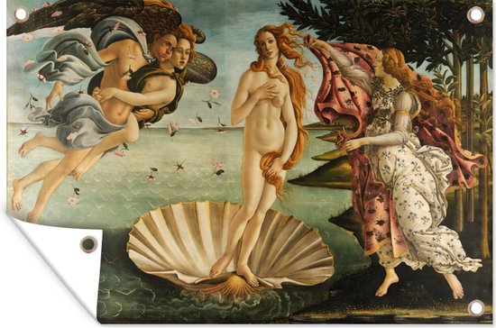 Tuinposters buiten De geboorte van Venus - schilderij van Sandro Botticelli - 90x60 cm - Tuindoek - Buitenposter
