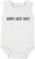 Baby Rompertje met tekst 'Bompa's trots' | mouwloos l | wit zwart | maat 62/68 | cadeau | Kraamcadeau | Kraamkado