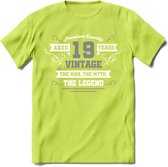 19 Jaar Legend T-Shirt | Zilver - Wit | Grappig Verjaardag en Feest Cadeau | Dames - Heren - Unisex | Kleding Kado | - Groen - 3XL