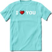 I Love You - Valentijn T-Shirt | Grappig Valentijnsdag Cadeautje voor Hem en Haar | Dames - Heren - Unisex | Kleding Cadeau | - Licht Blauw - S