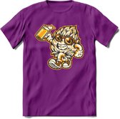 Hopman T-Shirt | Bier Kleding | Feest | Drank | Grappig Verjaardag Cadeau | - Paars - L