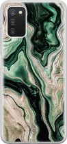Casimoda® hoesje - Geschikt voor Samsung A03s - Groen marmer / Marble - Backcover - Siliconen/TPU - Groen