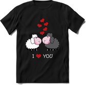 I Love You - Valentijn T-Shirt | Grappig Valentijnsdag Cadeautje voor Hem en Haar | Dames - Heren - Unisex | Kleding Cadeau | - Zwart - S