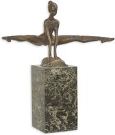 Bronzen sculptuur - Turnster op sokkel - Sporter beeld - 26,2 cm hoog