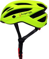 Casque de vélo Flashy Jaune/Vert Pro Sport Lights - 54/61cm - Femme/Homme - Avec éclairage Feu arrière
