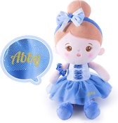 Abby ballerina  - Knuffelpop - GRATIS Met naam naar keuze  - Blauw - Zacht