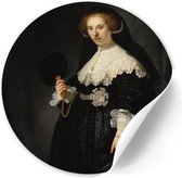 Behangcirkel Portret Oopjen - 80 cm - Zelfklevende decoratiefolie - Muursticker Oude Meesters
