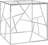 vidaXL Salontafel 55x55x55 cm roestvrij staal en glas zilverkleurig