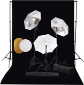 Everest Fotostudioset met lampen, paraplu's, achtergrond en reflector