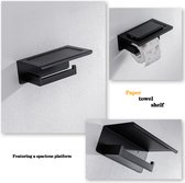 Badkamer Hardware Set - Badkamer Haak Accessoires - Handdoekenrek - Tissuepapier Houder - (papieren handdoek plank - zwart)