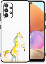 GSM Hoesje Geschikt voor Samsung Galaxy A32 4G | A32 5G Enterprise Editie Leuk TPU Back Case met Zwarte rand Horse Color