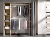 Verstelbare kledingkast DORIAN - L 110/180 cm - Kleuren: Eiken en grijs L 180 cm x H 205 cm x D 50 cm