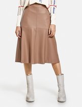 TAIFUN Dames Rok van imitatieleer met reliëf Tannin Brown-38