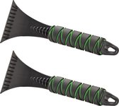 2x stuks kunststof ijskrabber zwart met softgrip handvat 27 cm - Ruiten krabbers - Auto accessoires winter