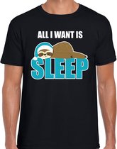 All I want is sleep / Ik wil alleen slapen  fun tekst slaapshirt / pyjama shirt - zwart - heren - Grappig slaapshirt / slaap kleding t-shirt L