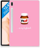 Cover Samsung Galaxy Tab S7FE Leuk Siliconen Hoes Nut Boyfriend met transparant zijkanten