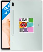 Siliconen Hoesje met foto Samsung Galaxy Tab S7FE Case Popart Princess met doorzichte zijkanten