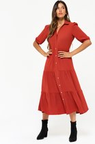 LOLALIZA Lange hemd jurk met korte mouwen - Roze - Maat 34