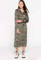 LOLALIZA Hemd jurk met luipaardprint - Khaki - Maat 34