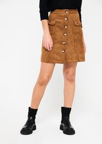 LOLALIZA Korte rok van corduroy - Bruin - Maat 40