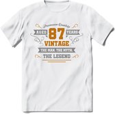 87 Jaar Legend T-Shirt | Goud - Zilver | Grappig Verjaardag Cadeau | Dames - Heren | - Wit - XXL