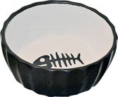 KATTENEETBAK ZWART/WIT+VIS 11CM