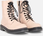 LOLALIZA Hoge veterschoenen met lak en rits - Licht Roze - Maat C36