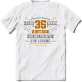 35 Jaar Legend T-Shirt | Goud - Zilver | Grappig Verjaardag Cadeau | Dames - Heren | - Wit - M
