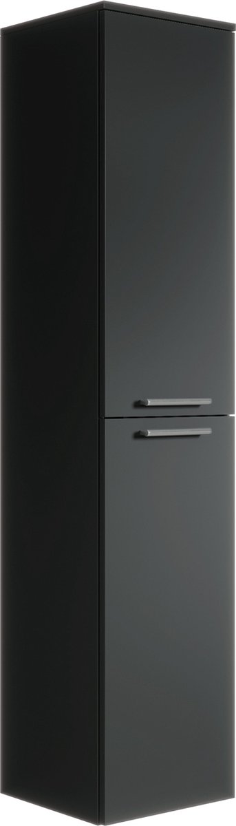 Badplaats Badkamerkast Saturnus 35 cm x 35 cm x 130 cm - Zwart - Hangende Kolomkast met Twee Deuren