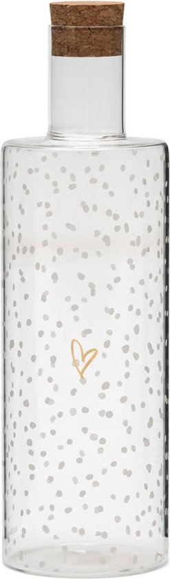  - Riviera Maison Glazen Karaf Waterkan - Dots & Stripes Water Bottle - Transparant
