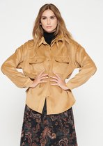 LOLALIZA Overhemd met fijn ribpatroon - Camel - Maat 42