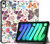 Hoesje Geschikt voor iPad Mini 6 Hoesje Case Hard Cover Hoes Book Case - Vlinders