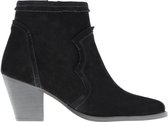 Tango | Ella western 13-c black suede fringe boot - wooden heel/natural sole | Maat: 41