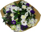 Boeket Large (Blauw-Wit) ↨ 50cm - bloemen - boeket - boeketje - bloem - droogbloemen - bloempot - cadeautje