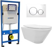 Geberit UP 320 Toiletset - Inbouw WC Hangtoilet Wandcloset - Stereo Glans Wit - Geberit Sigma-20 Wit