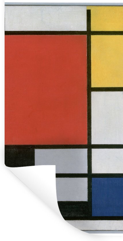 Muurstickers - Sticker Folie - Compositie 2 in Rood Blauw en Geel - Piet Mondriaan - 20x40 cm - Plakfolie - Muurstickers Kinderkamer - Zelfklevend Behang - Zelfklevend behangpapier - Stickerfolie
