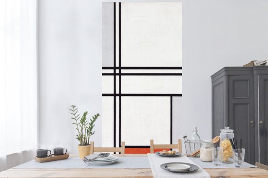 Stickers muraux - Film autocollant - Composition 1 avec rouge et gris - Piet Mondriaan - 80x160 cm - Film adhésif - Stickers muraux Chambre d'enfant - Papier peint autocollant - Papier peint autocollant - Film autocollant