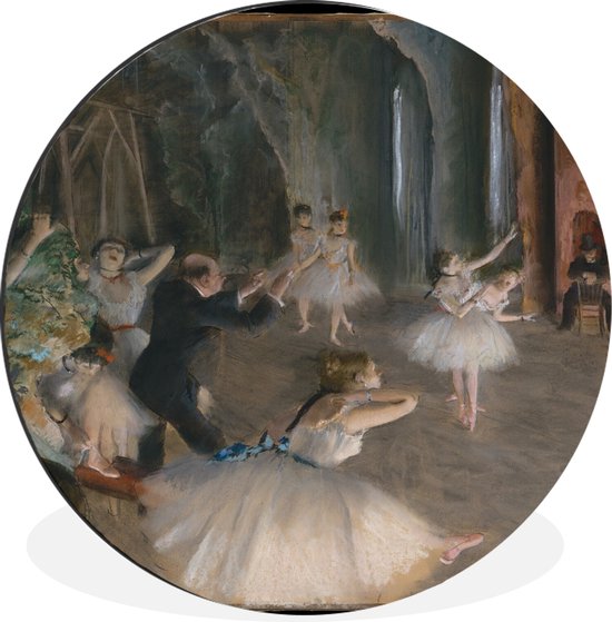 WallCircle - Wandcirkel - Muurcirkel - The Rehearsal of the Ballet on Stage - Schilderij van Edgar Degas - Aluminium - Dibond - ⌀ 30 cm - Binnen en Buiten