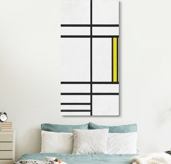 Toile Peinture Composition en blanc, rouge et jaune - Piet Mondrian - 80x160 cm - Décoration murale