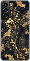 Telefoonhoesje Geschikt voor Samsung Galaxy S22 hoesje - Marmer print - Luxe - Goud - Siliconen Telefoonhoesje Telefoonhoesje