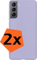 Hoesje Geschikt voor Samsung S22 Plus Hoesje Siliconen Cover Case - Hoes Geschikt voor Samsung Galaxy S22 Plus Hoes Back Case - 2-PACK - Lila