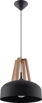 Trend24 Hanglamp Casco Zwart / Natuurlijk - E27 - Hout