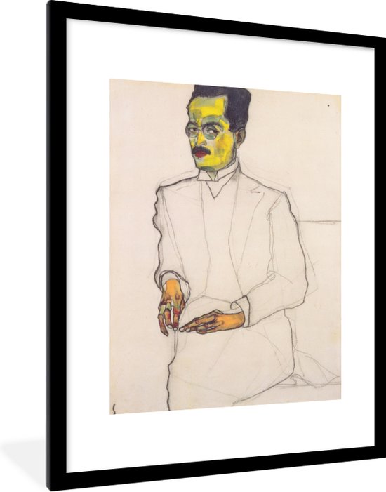 Fotolijst incl. Poster - Porträt eines Herren - schilderij van Egon Schiele - 60x80 cm - Posterlijst