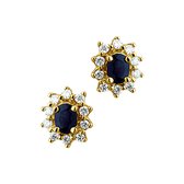 The Jewelry Collection Oorknoppen Saffier En Diamant 0.16 Ct. - Geelgoud (14 Krt.)