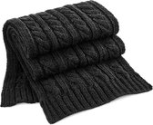 Warme kabel-gebreide winter sjaal in het zwart - Zee luxe kwaliteit van 100% acryl - Dames/heren/volwassenen