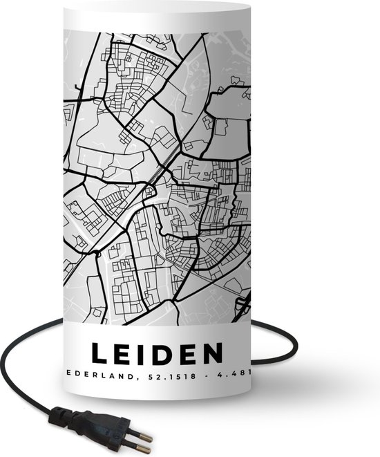 Lamp - Nachtlampje - Tafellamp slaapkamer - Stadskaart - Leiden - Nederland  - 33 cm... | bol